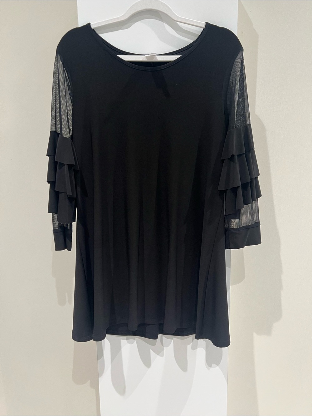 Black Ruffle Sleeve Women's Tunic